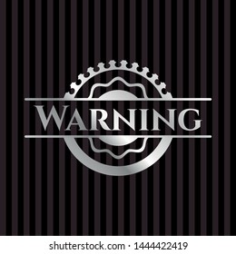 Warning silvery emblem. Vector Illustration. Mosaic.