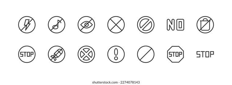 conjunto de iconos simples de advertencia. Esquema modificable. Pixel perfecto 24x24px. Aislado sobre un fondo blanco