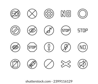 conjunto de iconos simples de advertencia. Esquema modificable. Pixel perfecto 24x24px. Aislado sobre un fondo blanco