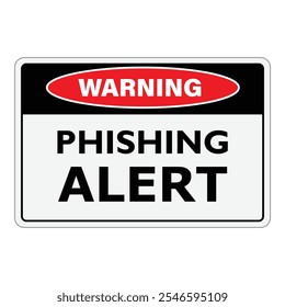 Aviso usando alerta de Phishing isolado em fundo branco. Vetor