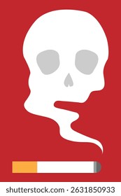 Warning Skull with Cigarette Smoke Vector Design