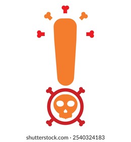 warning skull icon isolated on white background