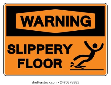 Warning Slippery Floor Symbol Sign,Vector Illustration, Isolate On White Background Label. EPS10