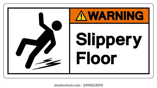 Warning Slippery Floor Symbol Sign,Vector Illustration, Isolate On White Background Label. EPS10