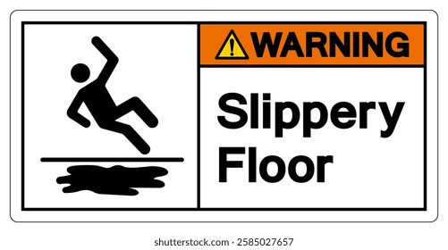 Warning Slippery Floor Symbol Sign,Vector Illustration, Isolate On White Background Label. EPS10