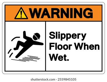 Warning Slippery Floor When Wet Symbol Sign,Vector Illustration, Isolate On White Background Label. EPS10