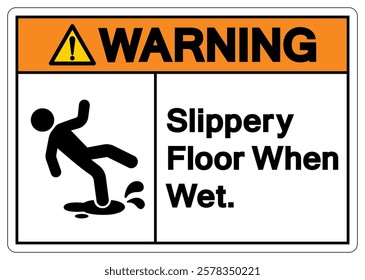 Warning Slippery Floor When Wet Symbol Sign,Vector Illustration, Isolate On White Background Label. EPS10