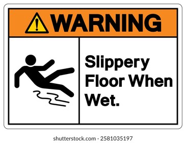 Warning Slippery Floor When Wet Symbol Sign,Vector Illustration, Isolate On White Background Label. EPS10
