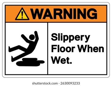 Warning Slippery Floor When Wet Symbol Sign,Vector Illustration, Isolate On White Background Label. EPS10