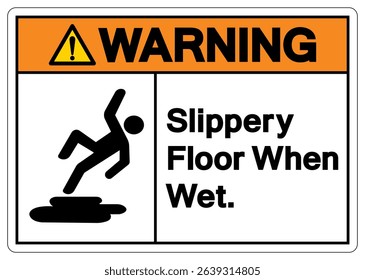 Warning Slippery Floor When Wet Symbol Sign,Vector Illustration, Isolate On White Background Label. EPS10