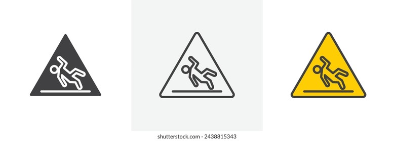 Warning for Slippery Ice Conditions. Caution Sign for Icy and Snowy Surfaces. Hazard Alert for Slips.