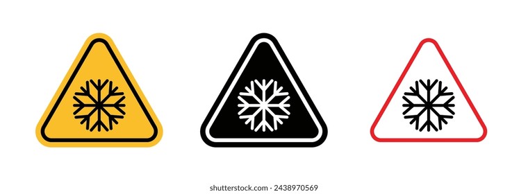 Warning of Slippery Icy Conditions. Caution Sign for Cold Surfaces. Ice Hazard Warning