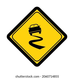 Ilustración vectorial de diseño de señalización de carretera resbaladiza de advertencia