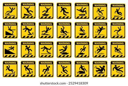 Advertencia Slippery Set Signo De Símbolo, Ilustración vectorial, Aislar Sobre Fondo Blanco Label.EPS10