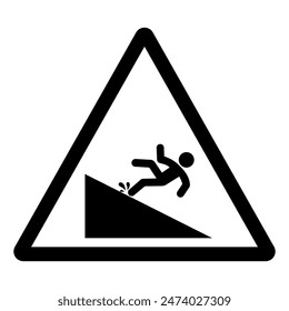 Warning Slippery Slope Hazard Symbol Sign,Vector Illustration, Isolate On White Background Label. EPS10