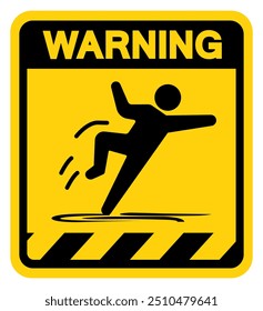 Warning Slippery Symbol Sign,Vector Illustration, Isolate On White Background Label. EPS10