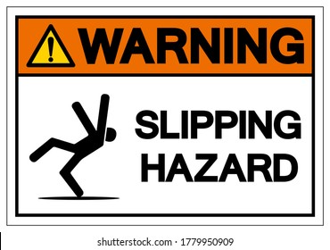 Warning Slipping Hazard Symbol, Vector  Illustration, Isolated On White Background Label. EPS10