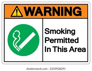 Warning Smoking Permitted In This Area Symbol Sign ,Vector Illustration, Isolate On White Background Label. EPS10