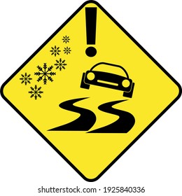 warning snow sign in vector art style