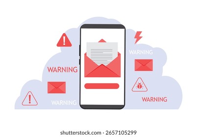 Alerta de aviso e mensagens de spam, fraudes e fraudes, roubo e violação de dados