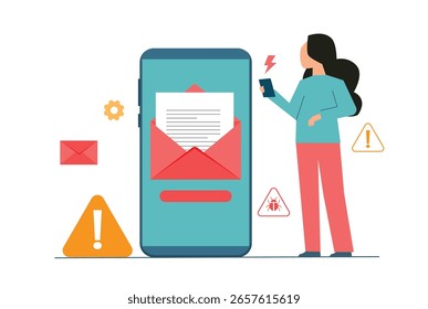 Alerta de mensajes de advertencia y spam, fraude y estafa, robo de datos y violación de datos