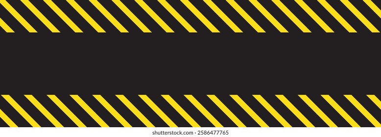 Warning square frame with yellow and black diagonal stripes. Rectangle warn frame. Yellow and black caution tape border. Vector illustration on transparent background. EPS 10.