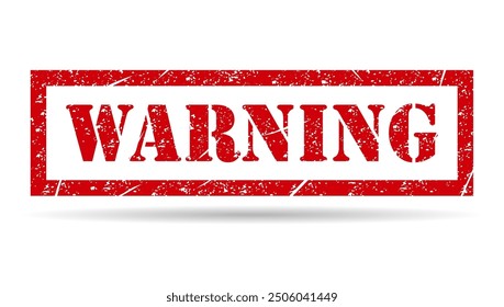 Warning stamp shadow symbol, label sticker sign button, text banner vector illustration .