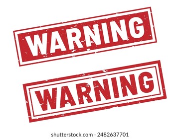 Warning stamp sign red rectangle grunge style