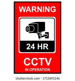 Warning Sticker for CCTV Camera Security Surveillance Alarm. Vector illustration.