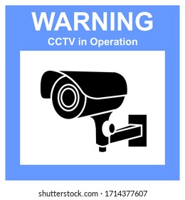 Warning Sticker for CCTV Camera Security Surveillance Alarm. Vector illustration.