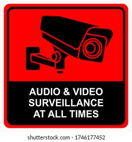 Warning Sticker for CCTV Camera Security Surveillance Alarm. Vector illustration.