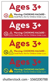 warning sticker, CHOKING HAZARD - Small parts. Not for children under 3 yrs. Vector EPS 10