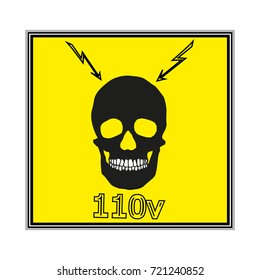 Warning Sticker Labels Electrical Consumers Voltage Stock Vector ...
