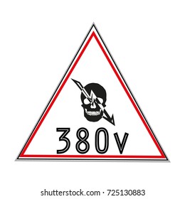 Warning sticker labels for electrical consumers voltage notice
