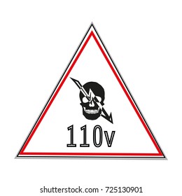 Warning sticker labels for electrical consumers voltage notice