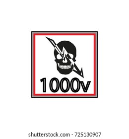 Warning sticker labels for electrical consumers voltage notice