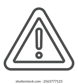 Warning sticker line icon, emergency service concept. Vector graphics. Stop danger triangle seal sign on white background, outline style icon for mobile or web design