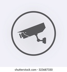 Warning Sticker for Security Alarm CCTV Camera icon in circle . Vector illustration