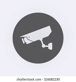 Warning Sticker for Security Alarm CCTV Camera icon in circle . Vector illustration