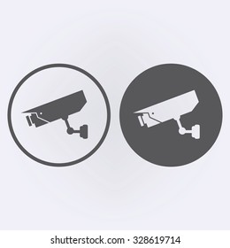 Warning Sticker for Security Alarm CCTV Camera icon set in circle . Vector illustration