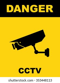Warning Sticker for Security Alarm CCTV Camera Surveillance . Vector illustration