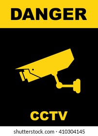 Warning Sticker for Security Alarm CCTV Camera Surveillance . Vector illustration