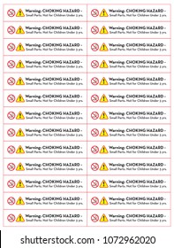 warning sticker template, CHOKING HAZARD - Small parts. Not for children under 3 yrs. Sticker for toys, games, bags, packaging and boxes.