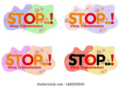 Warnung, um den Ausbruch von Coronavirus neuartige Symptome covid-19 2019-nCoV 2019-nCoV, The concept of text stop Corona virus zu stoppen. Flaches Vektorillustration-Illustration
