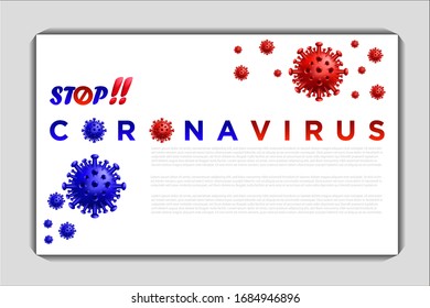 Warning to stop the outbreak of Coronavirus novel symptoms covid-19 2019-nCoV 2019-nCoV, The concept of text stop Corona virus. Flat vector illustration
