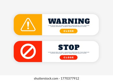 warning and stop sign button for web purpose