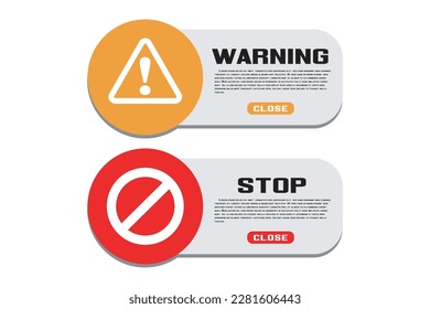Warning and stop sign button for web purpose