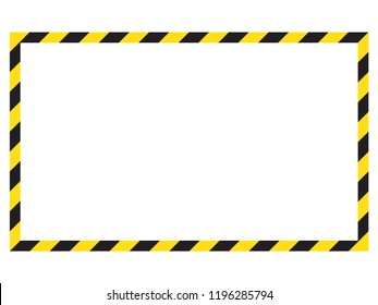 Warning striped frame, warning to be careful, potential danger, yellow & black stripes on the diagonal, vector template sign border yellow and black color. Construction warning border