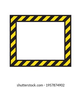Warning striped frame, warning to be careful, potential danger, yellow and black stripes on the diagonal, vector template sign border yellow and black color. Construction warning border