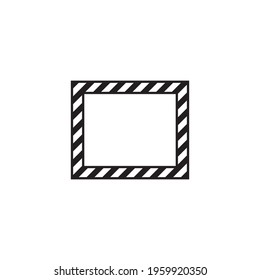 Warning striped frame, warning to be careful, potential danger, black stripes on the diagonal, vector template sign border black color. Construction warning border